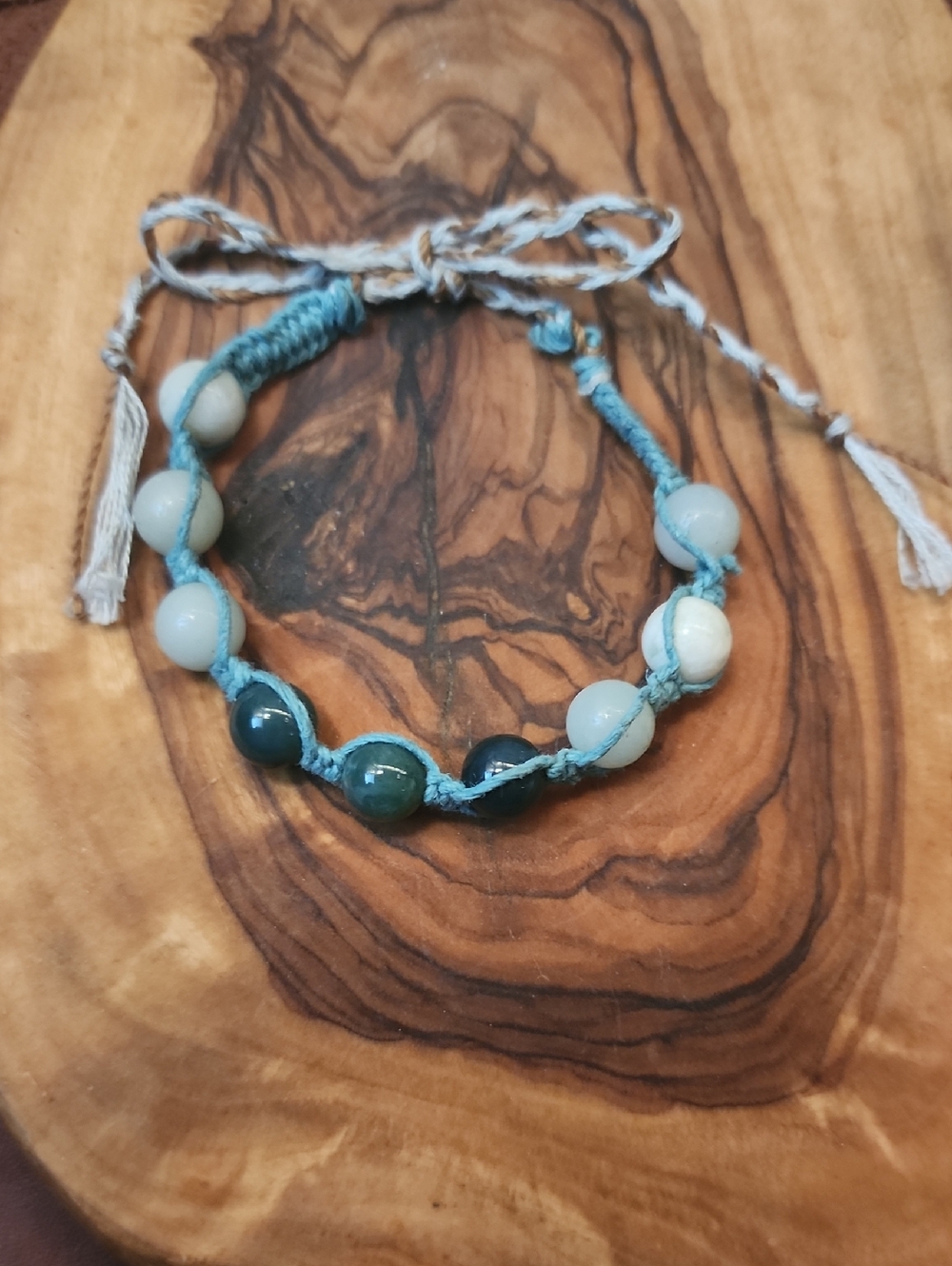 Handmade Blue Beaded Macrame Bracelet